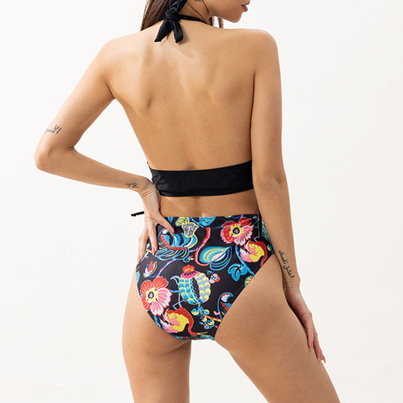 Venta al por mayor Color sólido ahueca hacia fuera el traje de baño de poliéster de una pieza